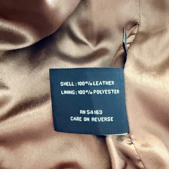 Black Rivet Soft Tan Leather Zippered Moto Bomber Jacket XL - Picture 7 of 8